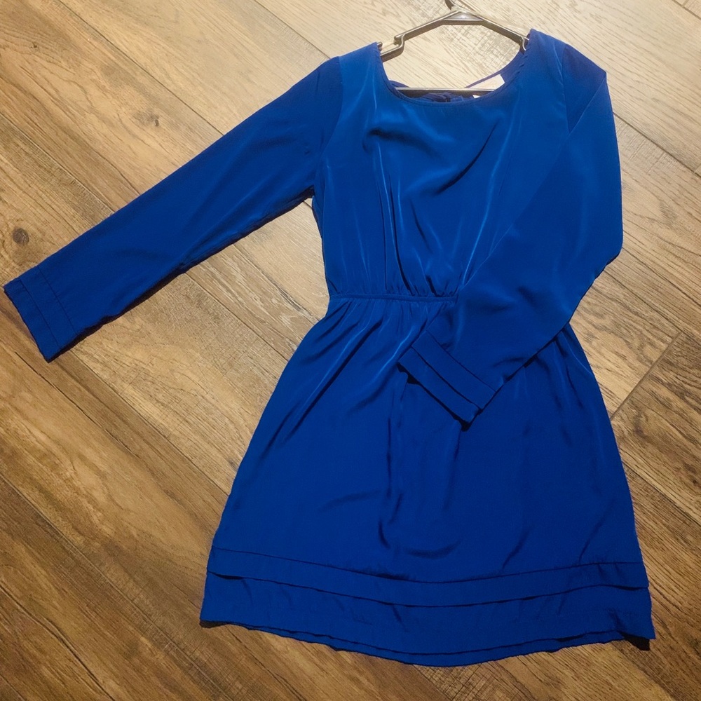 Royal blue long sleeve cocktail dress